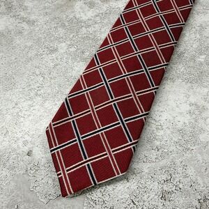 The Tie Bar Silk Tie Mens One Size Red Geometric 100% Silk Made In China Necktie